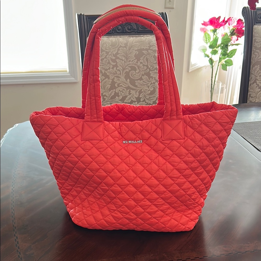 MZ Wallace Red Quilted Tote Bag
